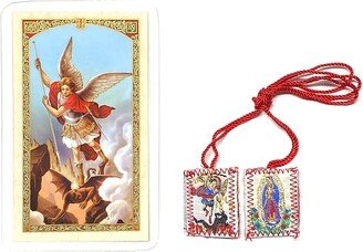 st. Michael Archangel English Holy Prayer Card Scapular 2-Piece Gift Set San Miguel Arcangel Escapulario Y Tarjeta De Oracion Catholic