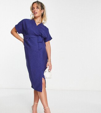 Closet London Maternity kimono wrap dress in navy