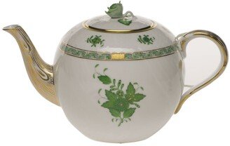 Chinese Bouquet Green Teapot with Rose