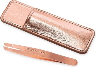 Rose Gold Mini Slant Tweezer & Case