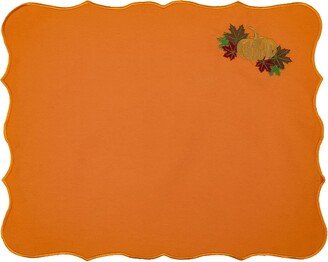 Km Home Collection Pumpkin Embroidery Cotton Placemat Set Of 2
