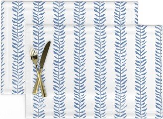 Indigo Leaf Placemats | Set Of 2 - Botanical Block Print in By Forest&sea Coastal Cloth Spoonflower