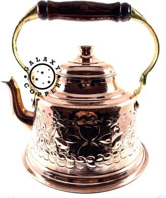 Hammered Solid Copper, Kettle Stovetop Teapot, Antique Copper Anniversary Gift