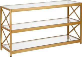 Henn& Hart 48 Modern X-Sided Gold and Bras Metal TV Stand - Henn&Hart