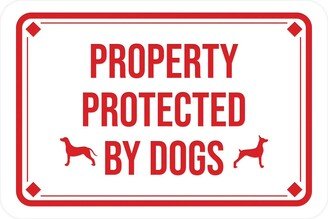 Classic Framed Diamond, Property Protected By Dogs Wall Or Door Sign