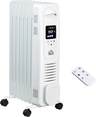 Homcom Portable Ceramic Space Heater w/ Remote & Tip-Over Protection, White