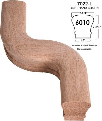 7022-L Red Oak Left Hand S-Turn - 6010 Wood Staircase Fitting For Stair Remodel Ro-7022-L