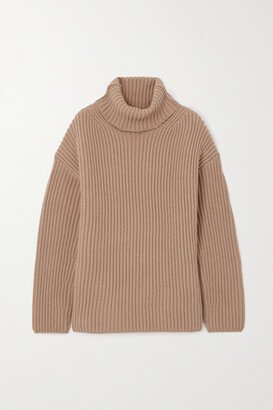 Ribbed Merino Wool Turtleneck Sweater - Neutrals