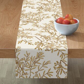 Table Runners: Branches Toile Chinoiserie - Gold On Ivory Table Runner, 72X16, Beige