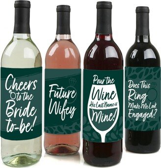 Big Dot Of Happiness Emerald Elegantly Simple - Party Favors Decor Wine Bottle Label Stickers - 4 Ct