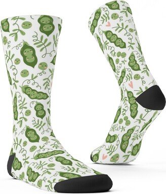 Socks: Cute Peas - Green Custom Socks, Green