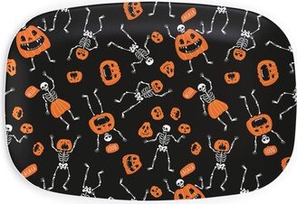 Serving Platters: Halloween Party - Black Serving Platter, Orange