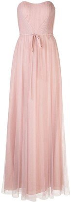 Strapless Tulle Long Bridesmaid Gown