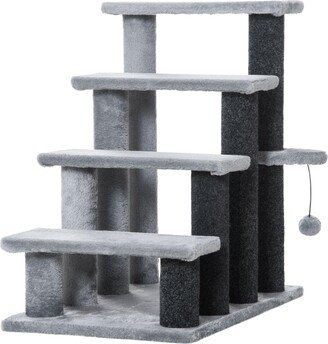 4Level Cat Step Ladder Activity Tower w/ Play Ball Bed Light Grey