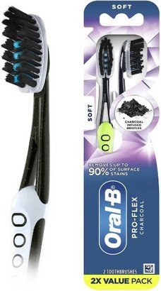 Pro-Flex Charcoal Manual Toothbrush - Soft - 2ct