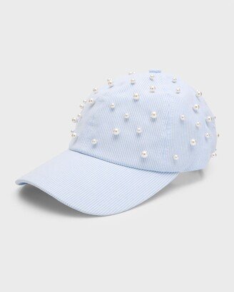 Pearly Seersucker Baseball Cap