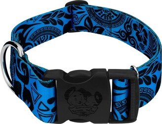 Country Brook Petz 1 1/2 Inch Deluxe Blue Polynesian Dog Collar (Large)