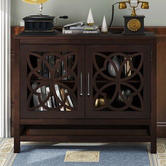 Wood Storage Cabinet with Doors and Adjustable Shelf, Entryway Kitchen Dining Room