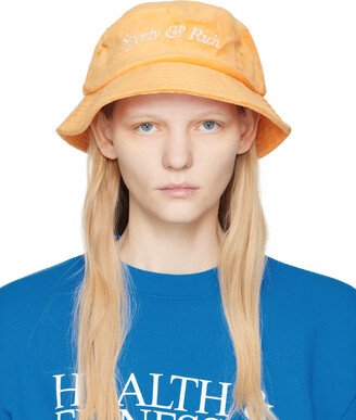 Orange Embroidered Bucket Hat