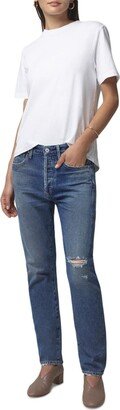 Corey Womens Distressed Slouchy Ankle Jeans