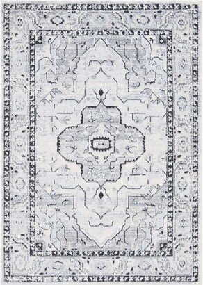 Tulum TUL664 Power Loomed Area Rug - Ivory Grey/Charcoal - 5'5x7'7