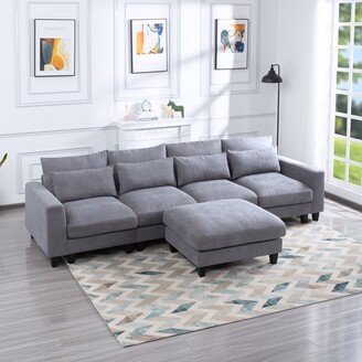 BSHTI 124.4Modular L-Shaped Sectional Sofa with Ottoman