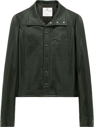 Button-Up Faux-Leather Jacket