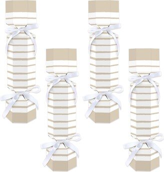 Big Dot Of Happiness Tan Stripes - No Snap Simple Party Table Favors - Diy Cracker Boxes- Set of 12 - Beige/Khaki