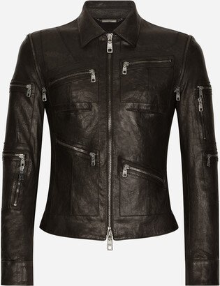 Washed leather jacket