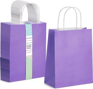 Blue Panda 25-Pack Purple Gift Bags with Handles - Medium Size Paper Bags for Birthday, Wedding, Retail (8x3.9x10 In)