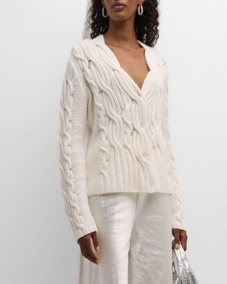 Cashmere Cable-Knit Cardigan-AA