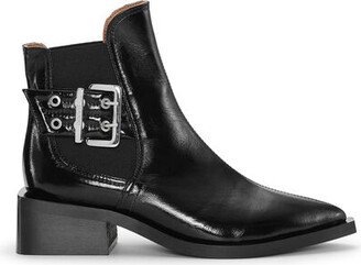 Black Chunky Buckle Chelsea Boots