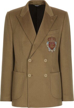 Logo-Crest Double-Breasted Blazer