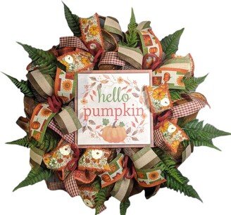 Hello Pumpkin Fall Wreath | Wreaths Mesh Welcome Wreath Thanksgiving