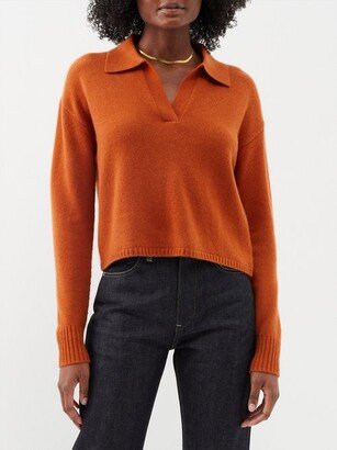 Open-collar Cashmere Polo Sweater