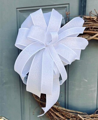 Wreath Bow For Mailbox Basket Lantern Or Gift, Solid Color Decorative With High Quality Faux Burlap Wired Ribbon