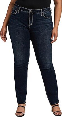 Plus Size Elyse Mid-Rise Straight Leg Jeans W03403EDB441 (Dark Indigo Wash) Women's Jeans