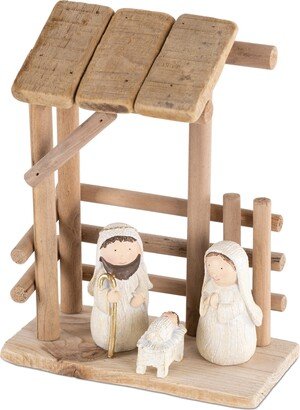 Wooden Creche Nativity Scene 9H - 3.75 x 7.25 x 8.75