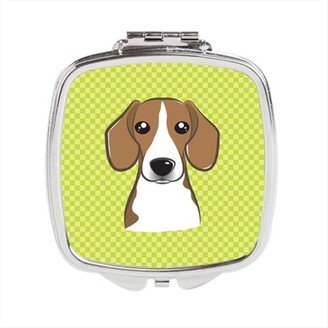 BB1301SCM Checkerboard Lime Green Beagle Compact Mirror, 2.75 x 3 x .3 In.