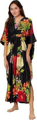 Caterina Satin Caftan (Black Combo) Women's Pajama