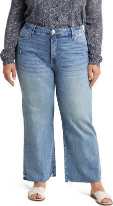 Meg Fab Ab High Waist Raw Hem Wide Leg Jeans