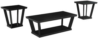 CDecor Irene Black 3-piece Occasional Set with Bottom Shelf