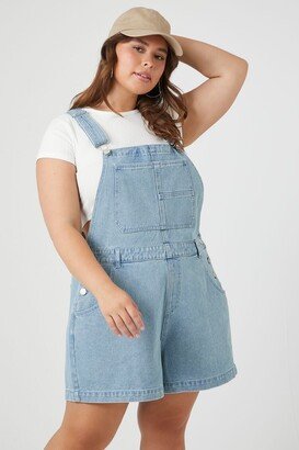 Women's Denim Overall Shorts in Light Denim, 0X