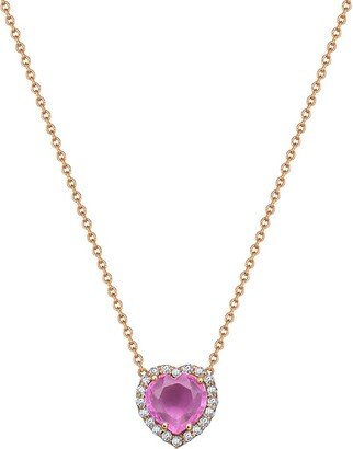 Forever Creations USA Inc. Forever Creations 14K 1.03 Ct. Tw. Diamond & Pink Sapphire Halo Heart Necklace