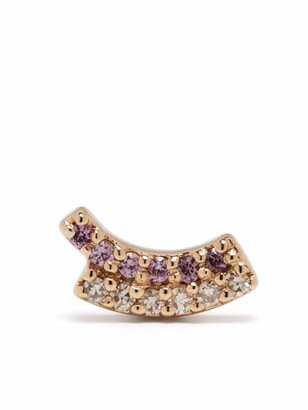 14kt yellow gold Rainbow pink sapphire and diamond stud