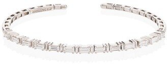 18kt White Gold Baguette-Cut Diamond Bangles