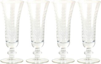 Glass Etched Champagne Flute, 4 Piece Set