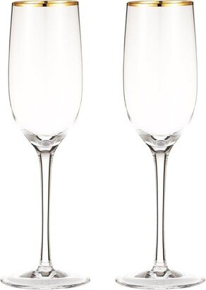 Berkware Crystal Champagne Flutes With Gold Tone Rim-AA