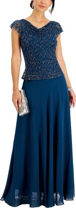 Womens Beaded Maxi Evening Dress