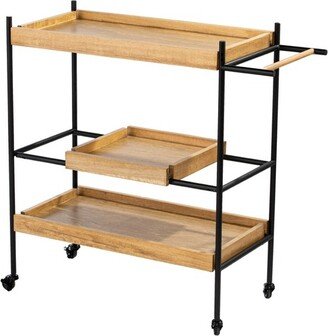 Jengarn Rolling Bar Cart Natural/Black - Aiden Lane